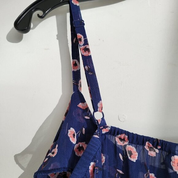 Torrid Blue Pink Floral Sheer Tiered Ruffle Chiffon Banded Cami Tank Blouse 1X - Picture 5 of 12